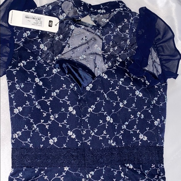 Blue Floral Embellished Midi Dress - Picture 4 of 5